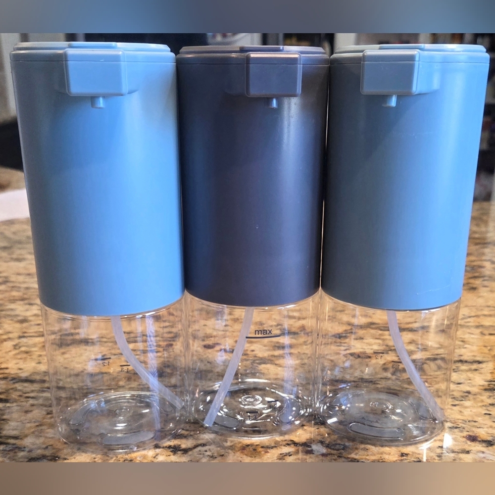 Modern Blue and Gray Soap Dispenser Set